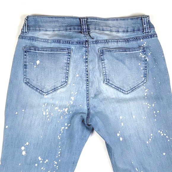 Boom Boom Jeans Light Wash Paint Splatter Distressed Ripped Mid Rise Ski… - Picture 8 of 16